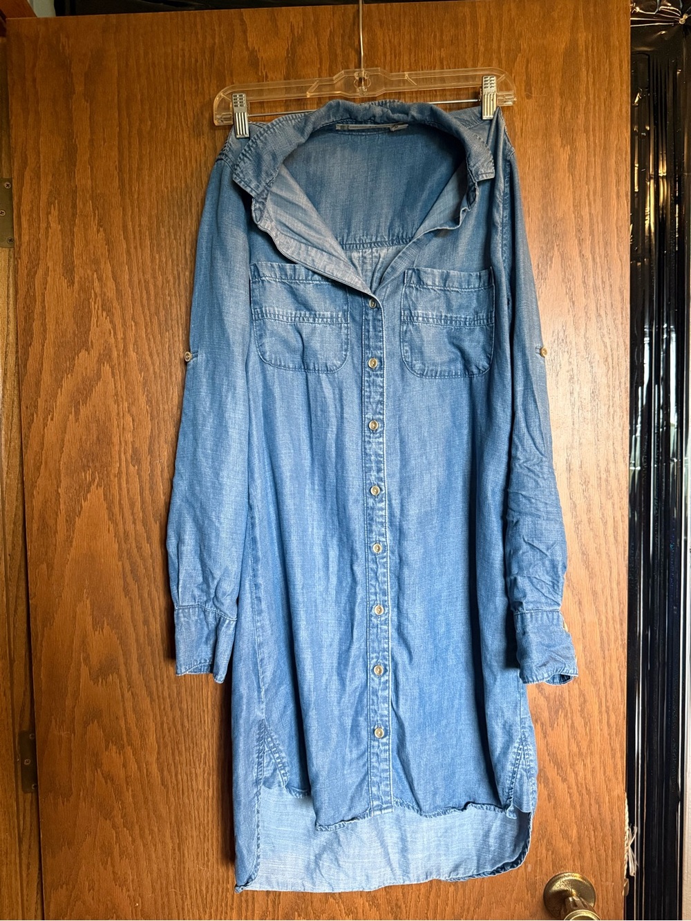 Chelsea & Violet Light Blue Longline Denim Shirt Jacket